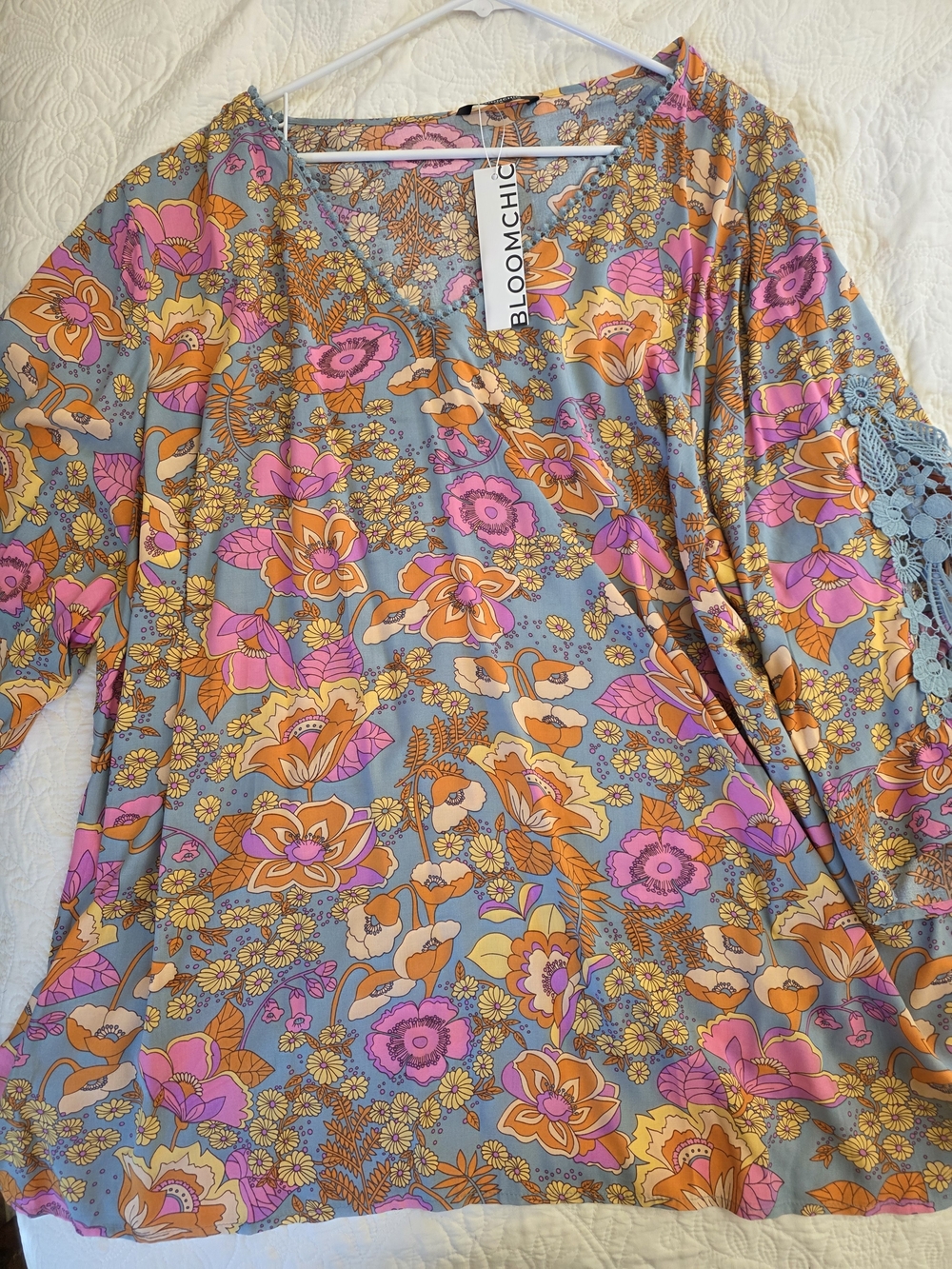 BloomChic Floral Print in Gray, Pink, Orange Tunic
